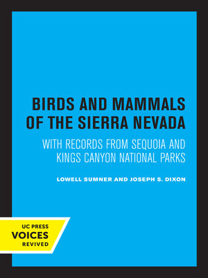 cover image of Birds and Mammals of the Sierra Nevada